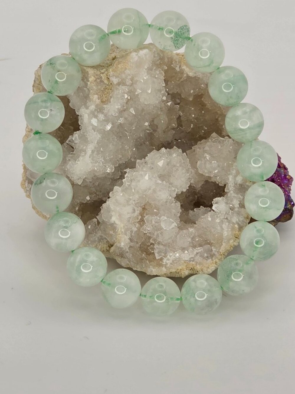 Emerald Phantom Quartz Stretch Bracelet (10mm, 6.5")
